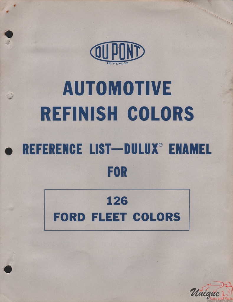 1964 Ford Paint Charts Fleet DuPont